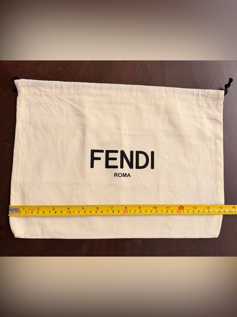 Fendi Cream Canvas Dust Bag with Black Logo 15x11
